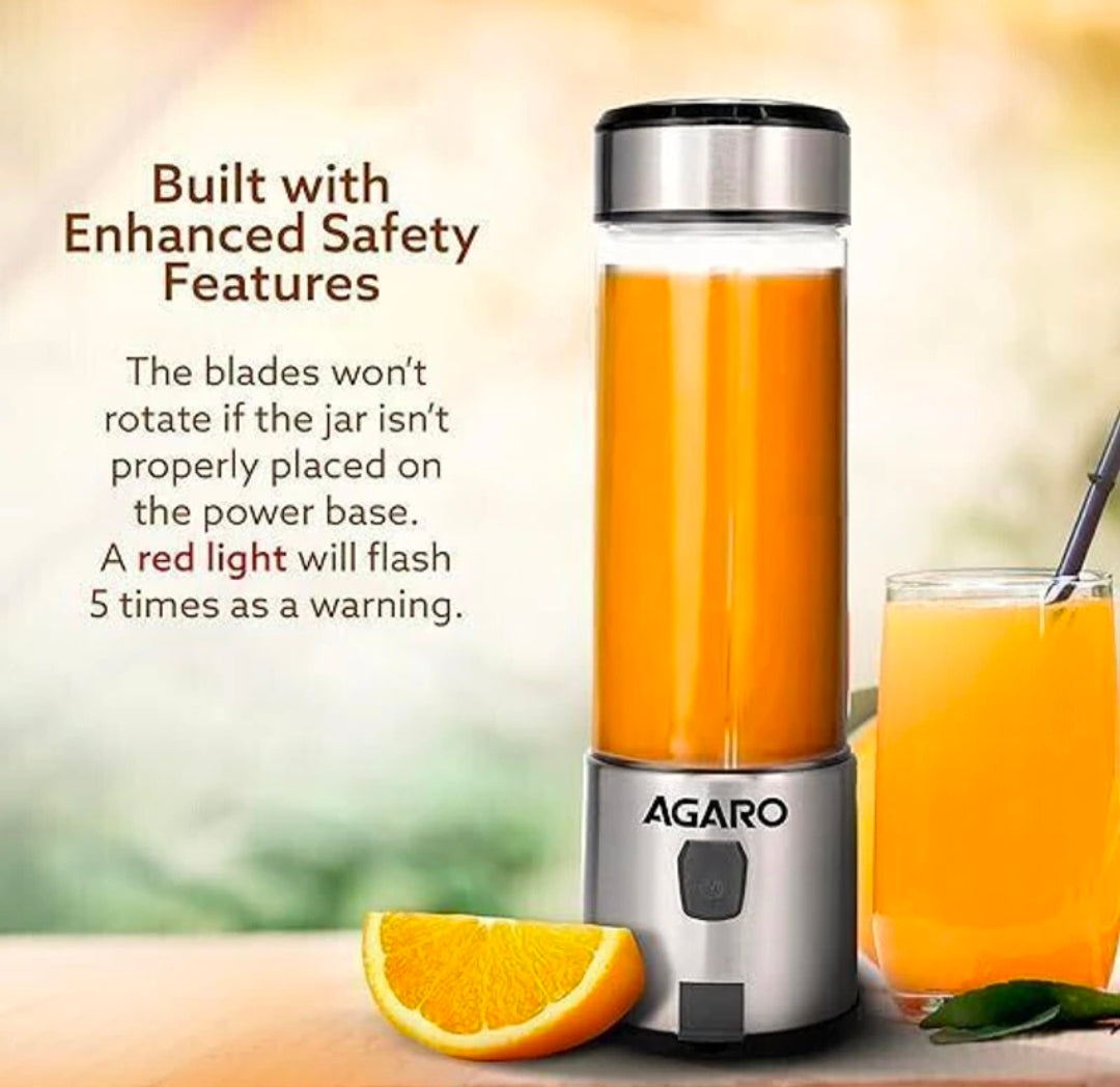 AGARO Galaxy Portable Blender – USB Rechargeable Mini Juicer for Smoothies & Shakes (450ml)