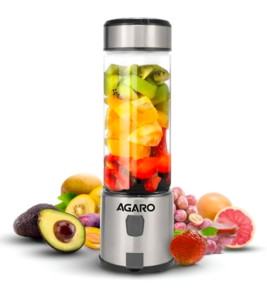 AGARO Galaxy Portable Blender – USB Rechargeable Mini Juicer for Smoothies & Shakes (450ml)